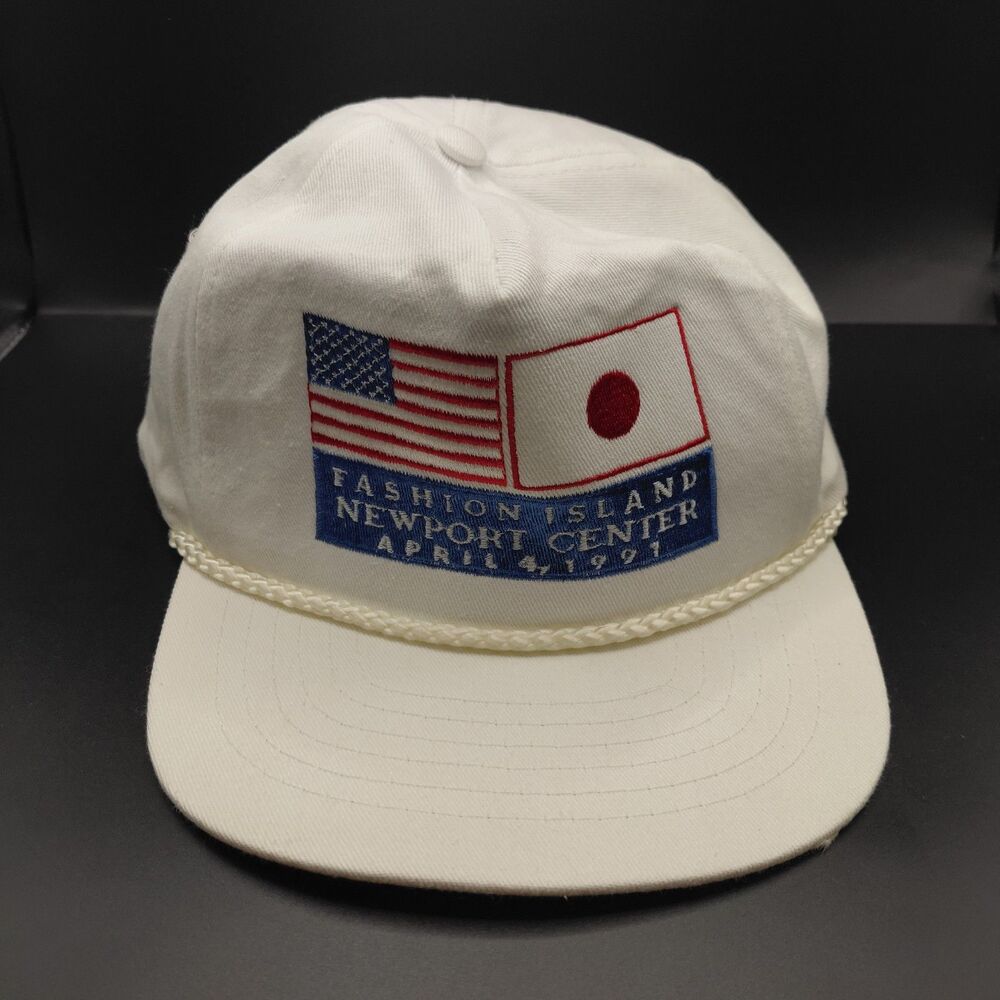 Fashion Island Newport Center Beach April 4, 1991 White Snapback Rope Hat